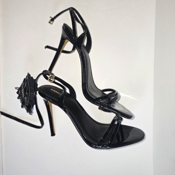 Express Patten Leather High Heel Rose Decal Sandal - Picture 2 of 7